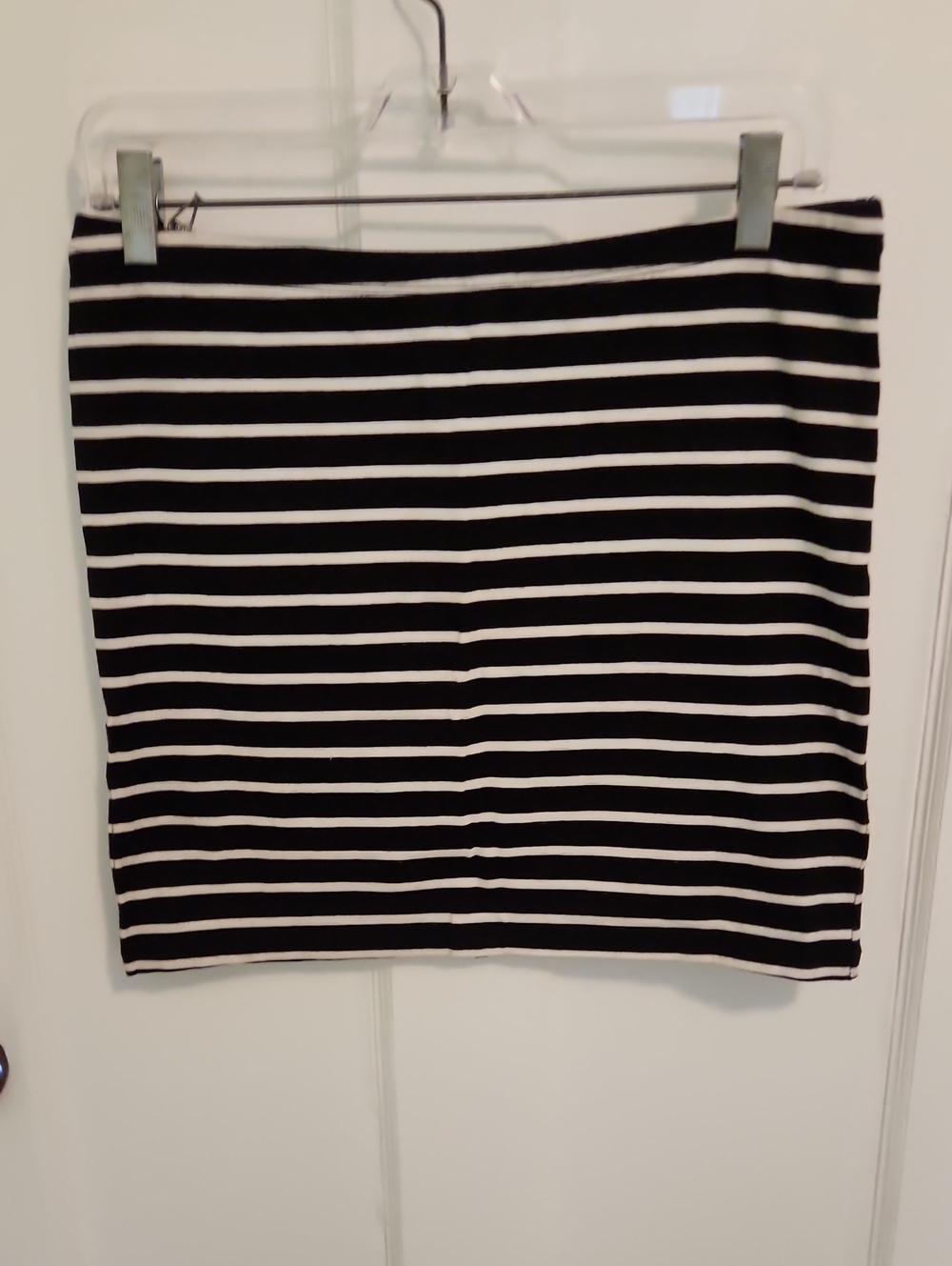 Essentials Black & White Striped Knit Mini Skirt
